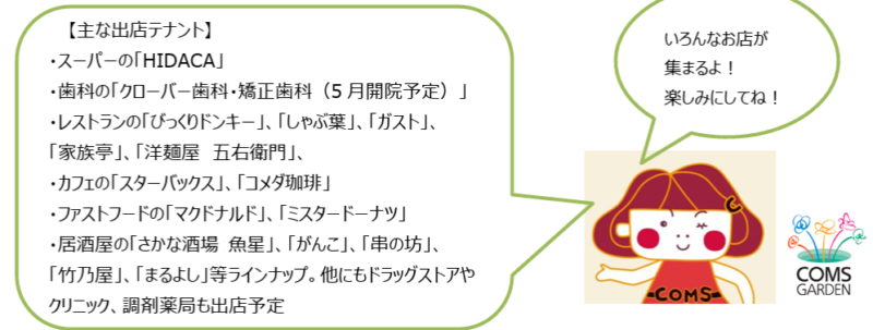 25年4月18日オープンの京橋コムズガーデン