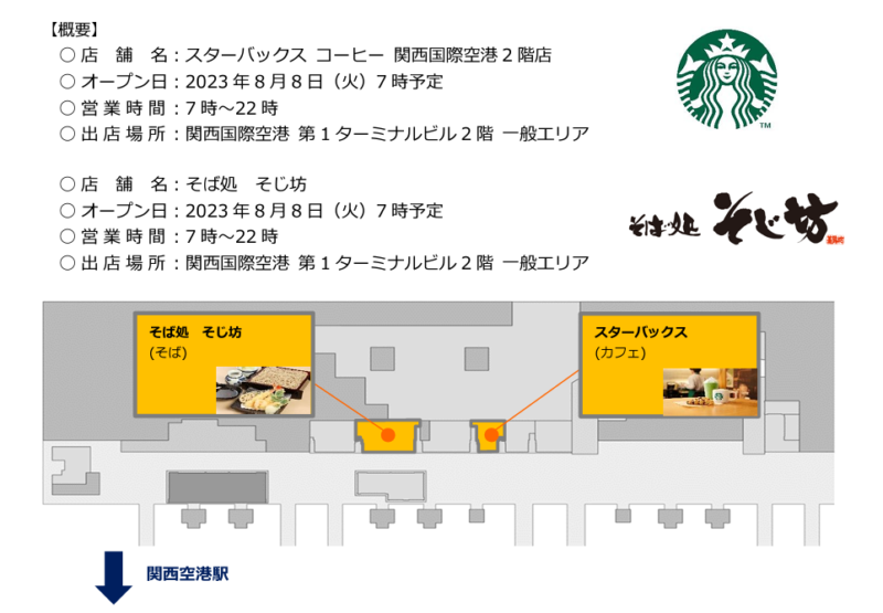 23年8月8日オープンの関西国際空港2階店(「関西エアポート」プレスリリースより)